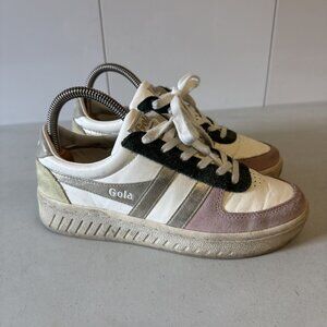 Gola Grandslam Quadrant Laceup Sneakers Size 7 Pink Green Gold Athleisure